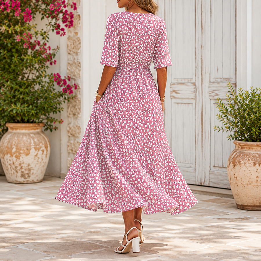 Sophia | Elegant Polka Dot Midi Dress