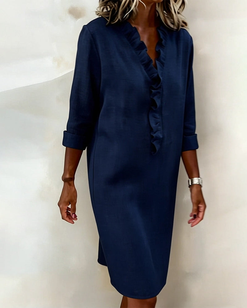 Dorelle - Breezy Linen-Blend Ruffle Shift Dress