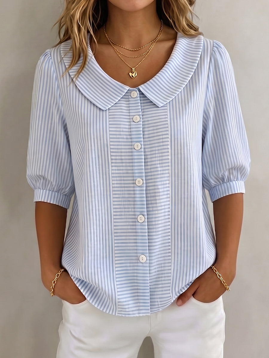 Sandra - Striped Button-Up Shirt