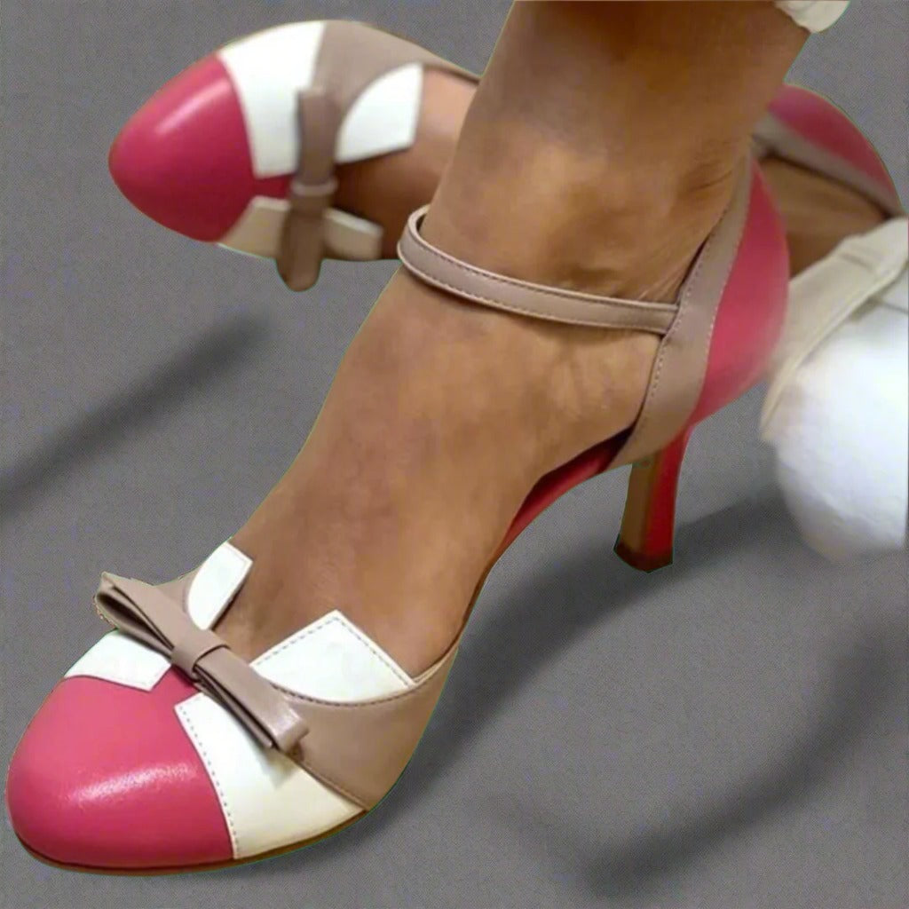 Quinnae™ | Elegant Comfortable Heels with bowtie design