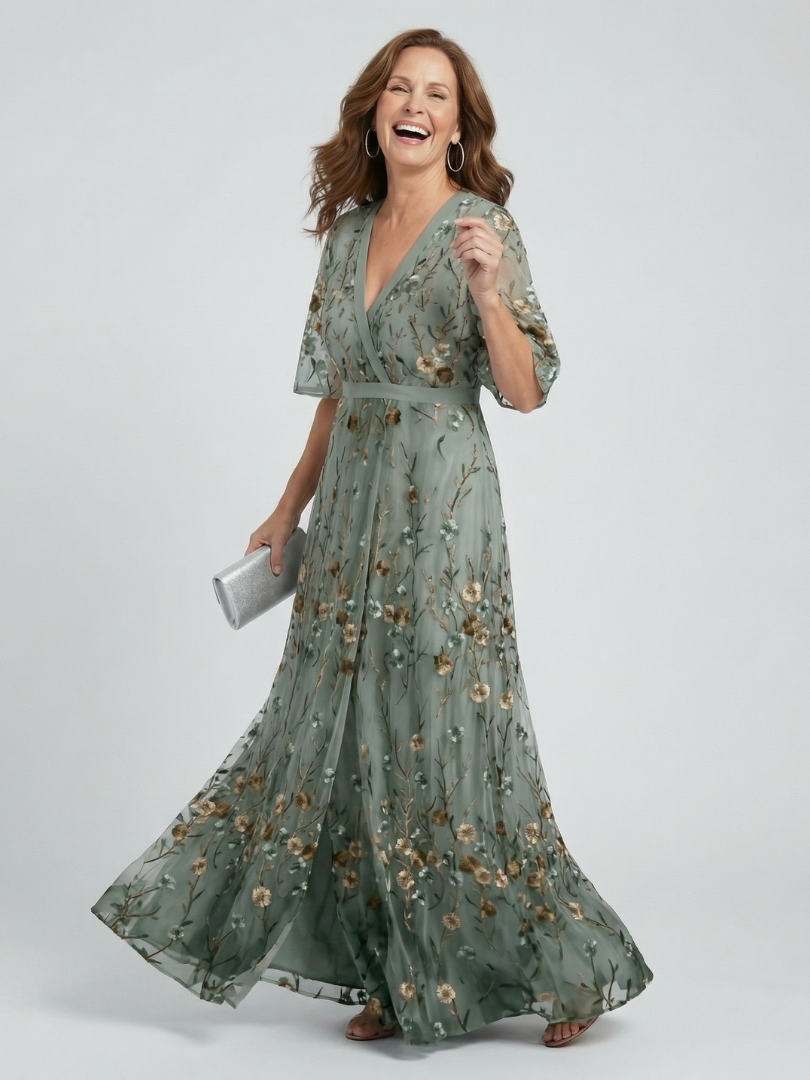 Selora | Floral Embroidered Maxi Dress