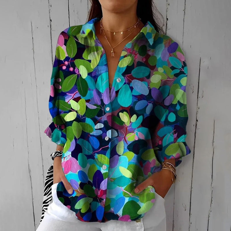 Helen | Colourful Leaf Print Blouse