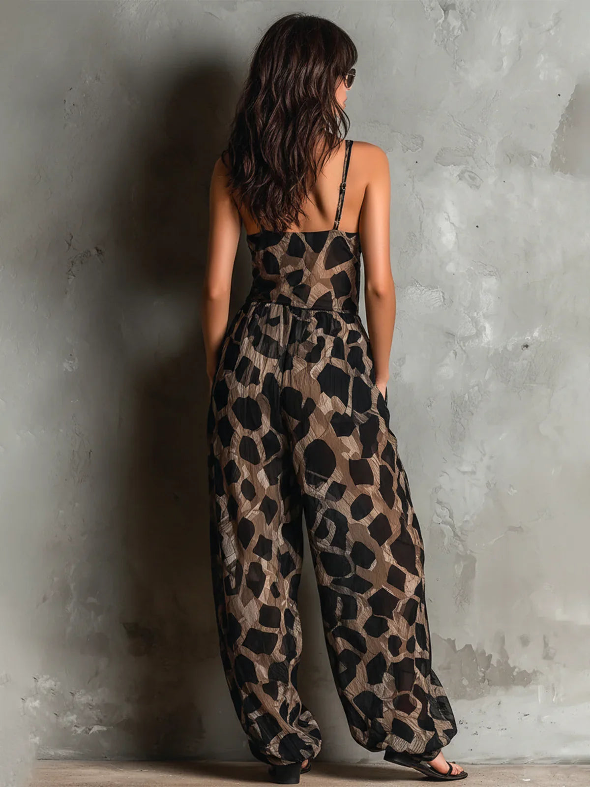Apophia - Animal Print Jumpsuit with Halter Neck