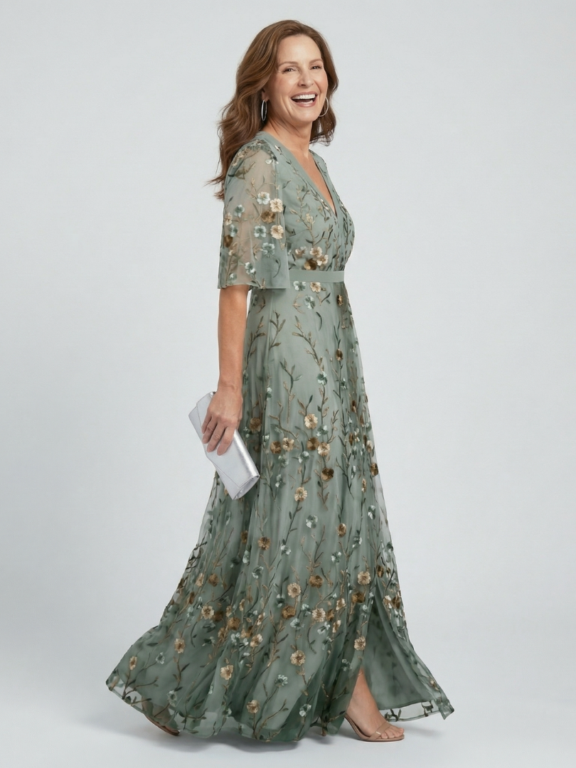 Selora | Floral Embroidered Maxi Dress