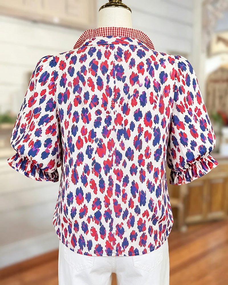 Cleo | Leopard Print Puff Sleeve Blouse