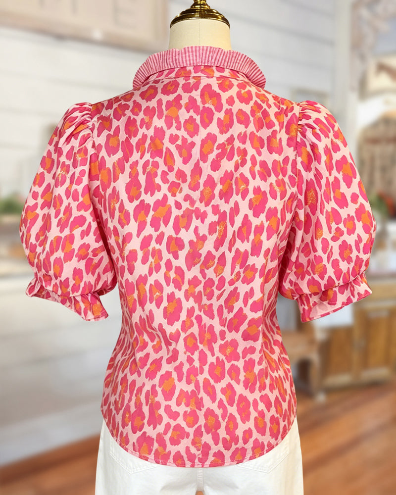 Cleo | Leopard Print Puff Sleeve Blouse