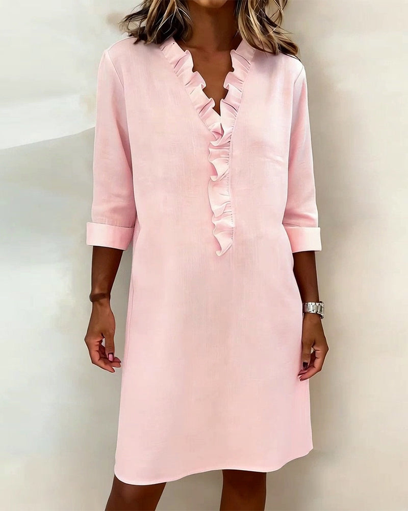 Dorelle - Breezy Linen-Blend Ruffle Shift Dress