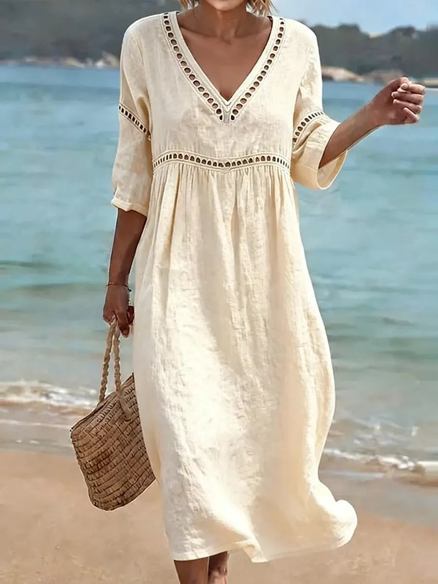 Quessia - Soft-Touch V-Neck Dress