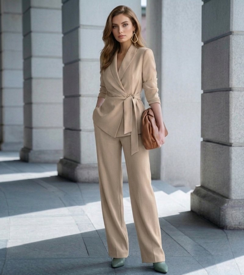 Solenne - Tailored Wide-Leg Two-Piece Set