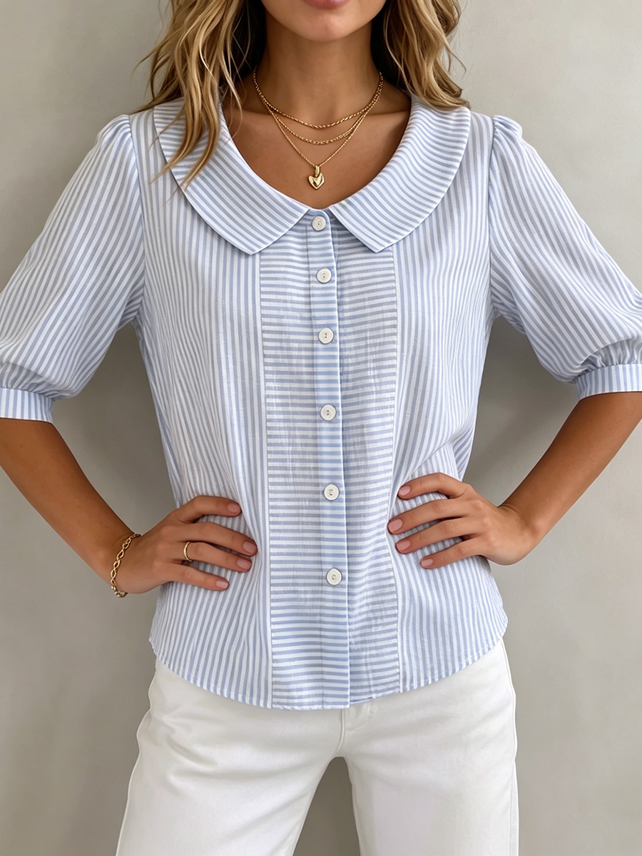 Sandra - Striped Button-Up Shirt