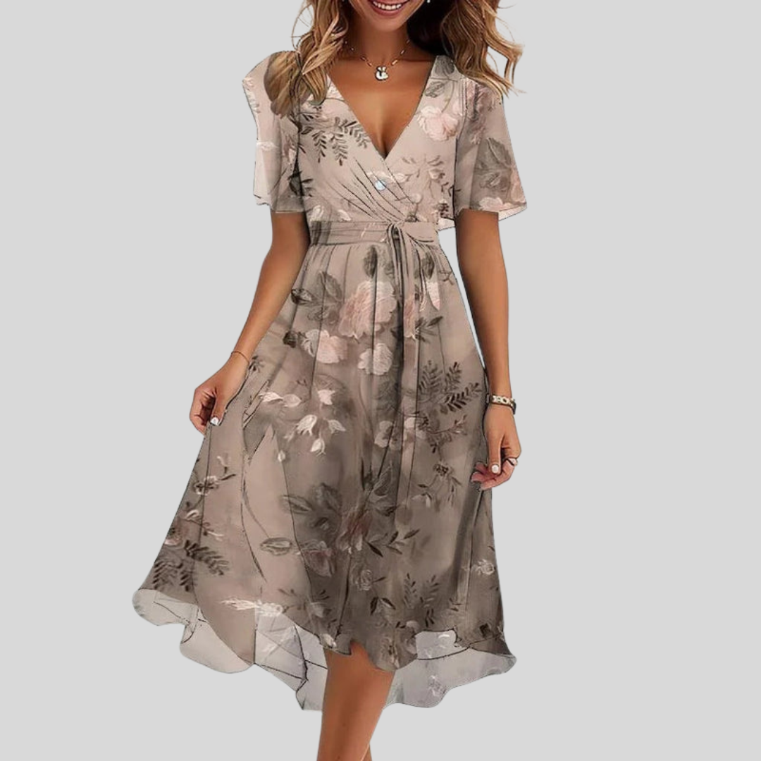 Naomie | Floral Flutter Sleeve Midi Dress