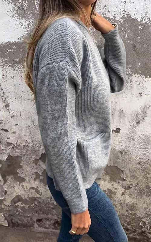 Jane - Round Neck Zipper Knitted Jacket