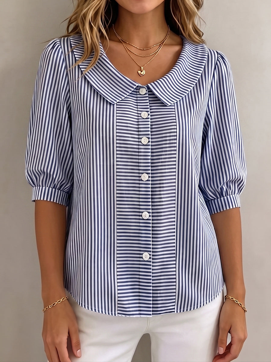 Sandra - Striped Button-Up Shirt