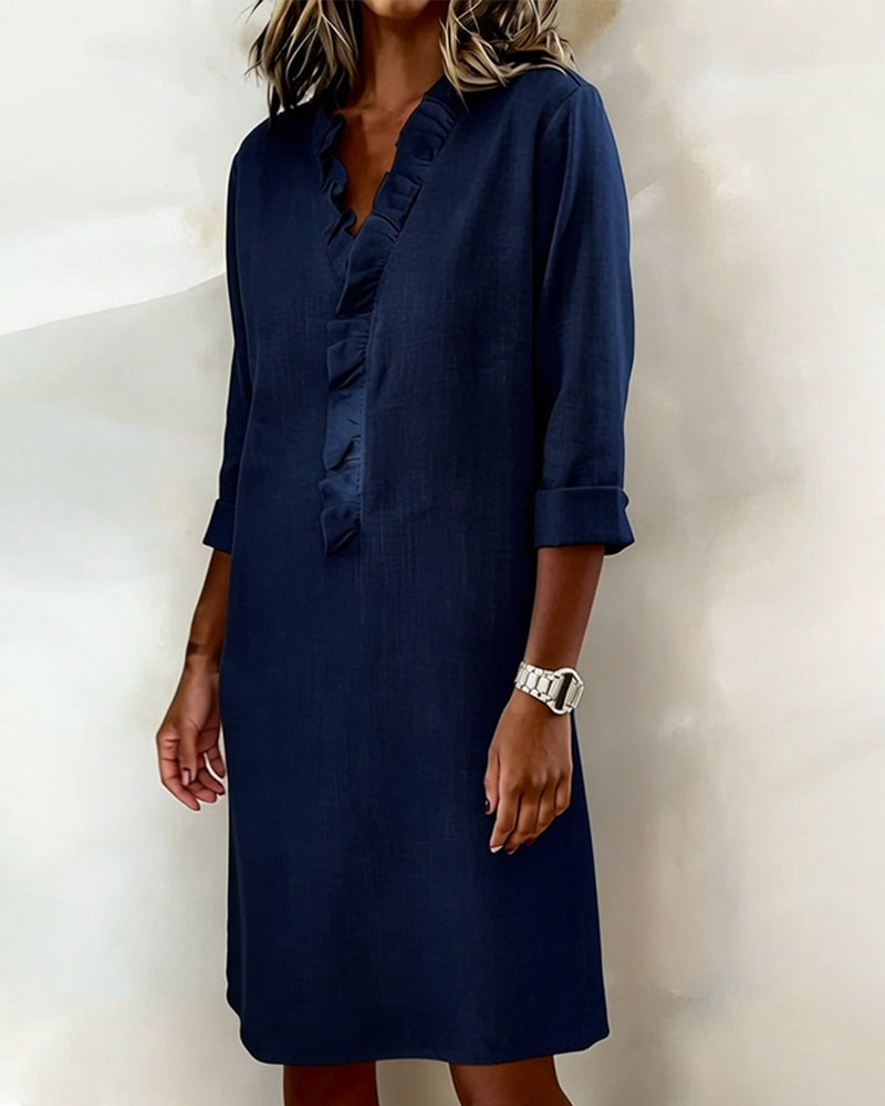 Dorelle - Breezy Linen-Blend Ruffle Shift Dress