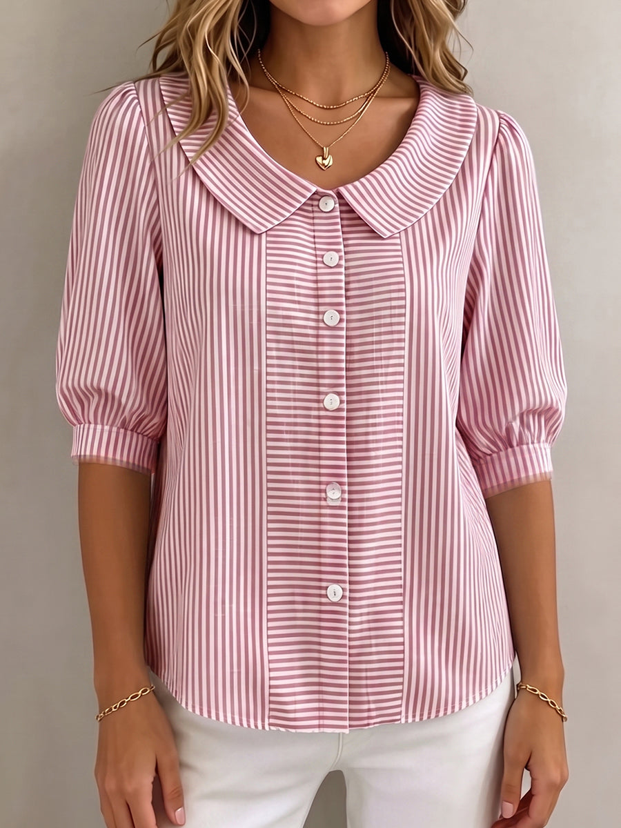 Sandra - Striped Button-Up Shirt