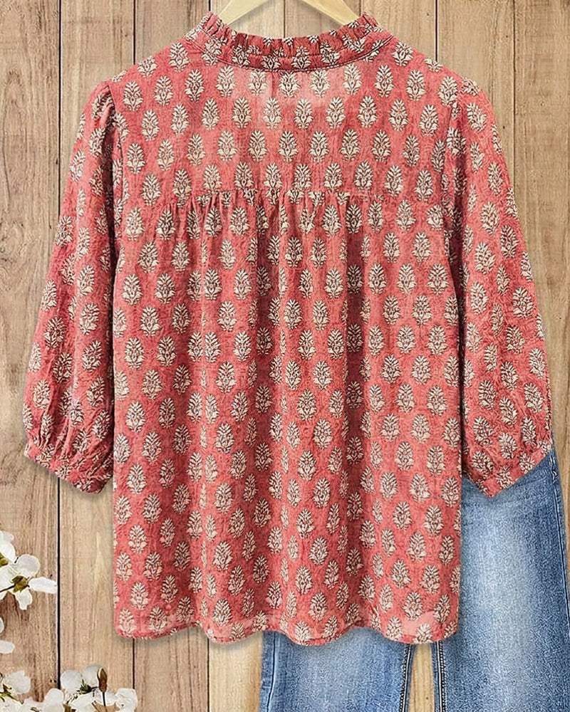 Isla | Floral Print V-Neck Blouse