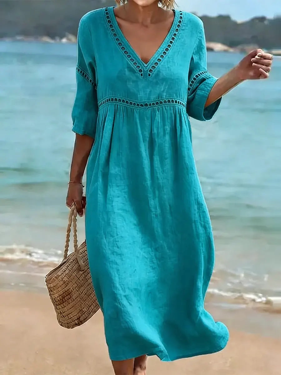 Quessia - Soft-Touch V-Neck Dress