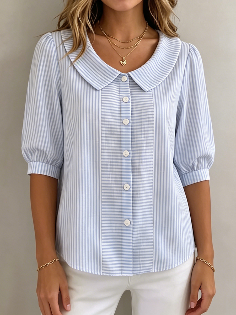 Sandra - Striped Button-Up Shirt