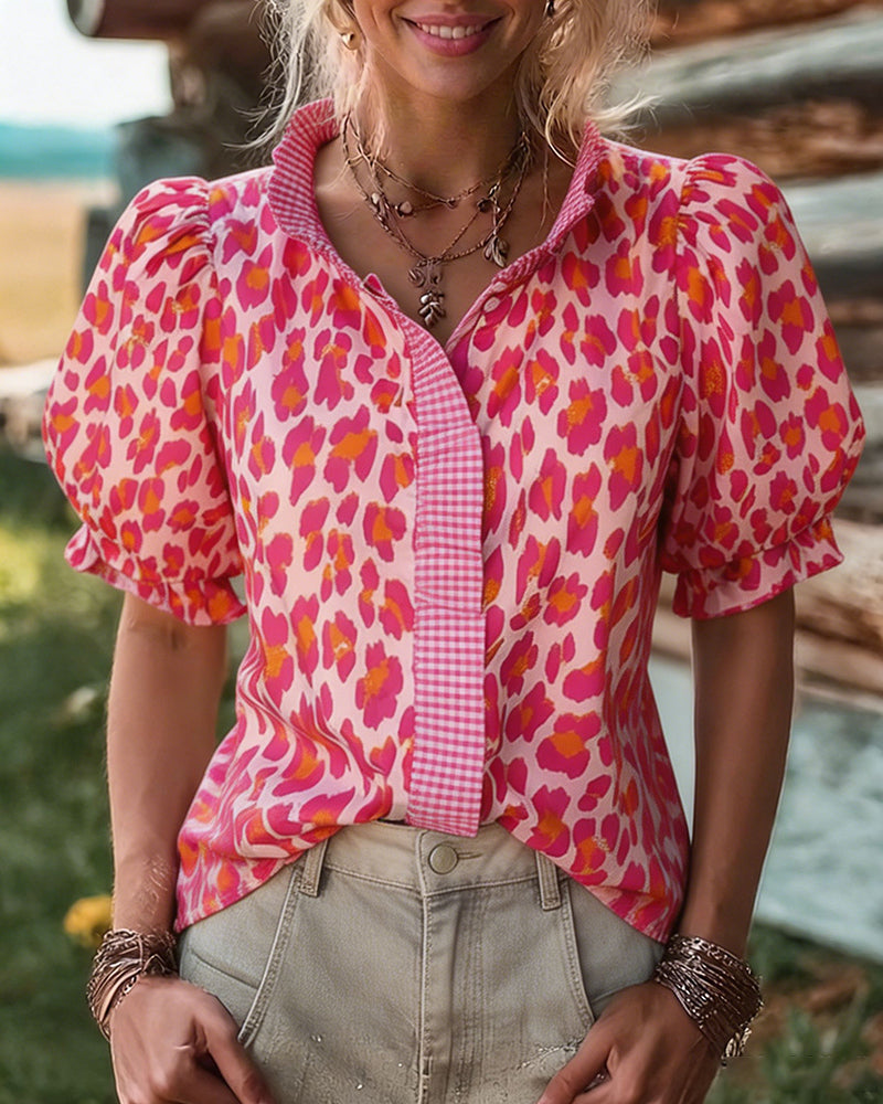 Cleo | Leopard Print Puff Sleeve Blouse