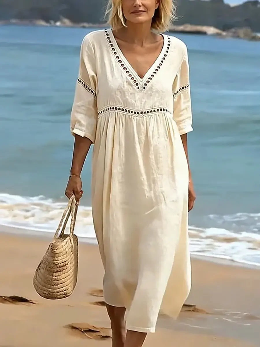 Quessia - Soft-Touch V-Neck Dress