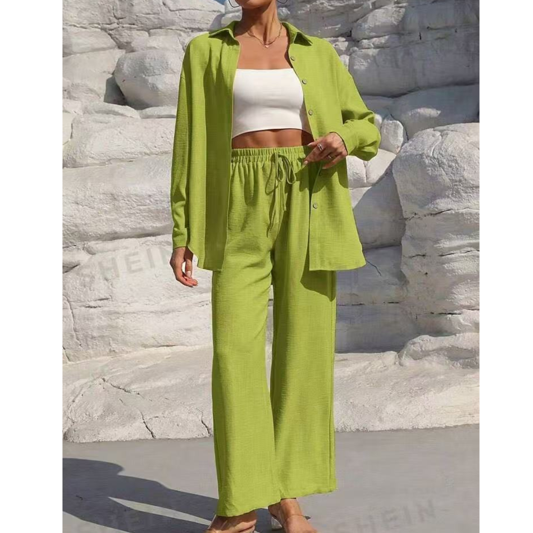 Vanora™ | Comfy Long Sleeve Blouse and Trouser Co-ord Set