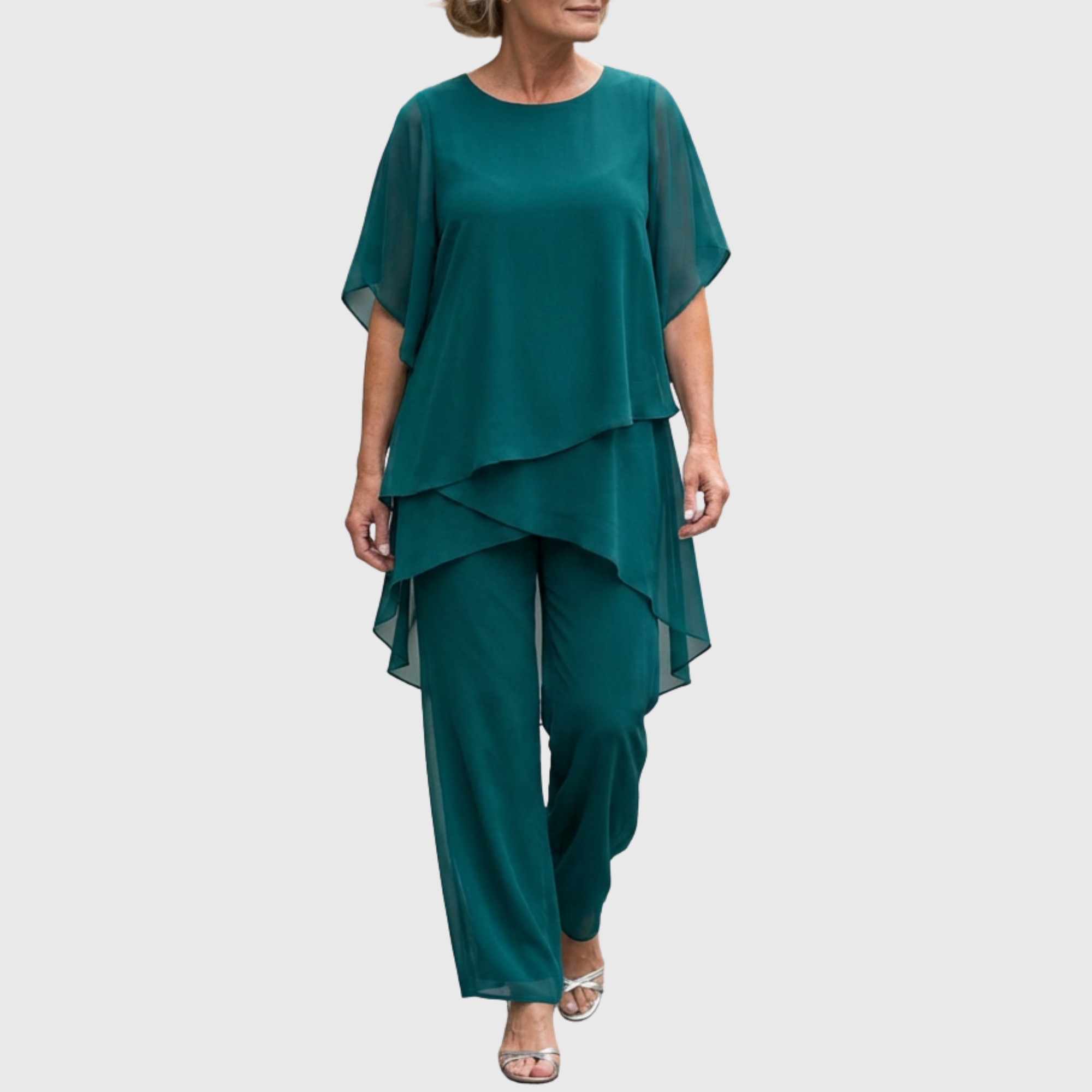 Linda™ | Suit with Draped Palazzo Pants