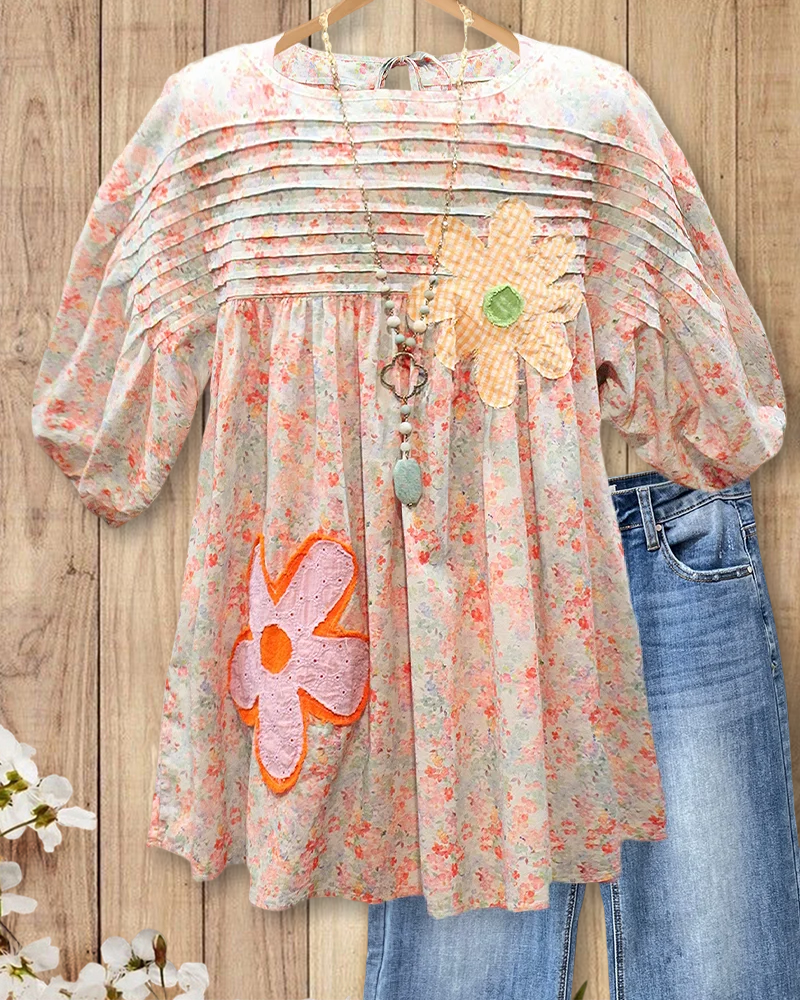 Sunny | Floral Appliqué Blouse