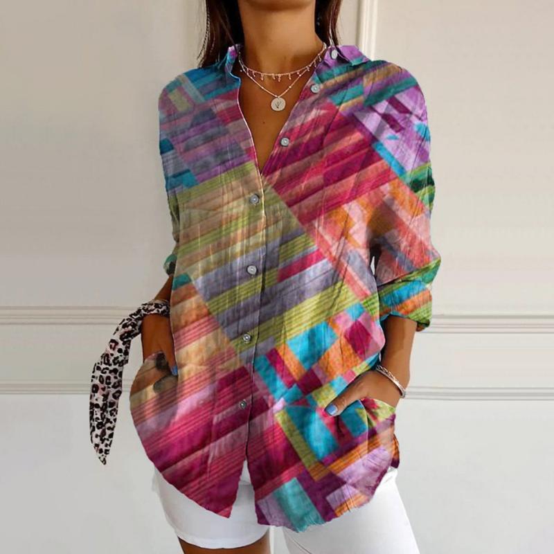 Shirley | Colourful Geometric Print Blouse