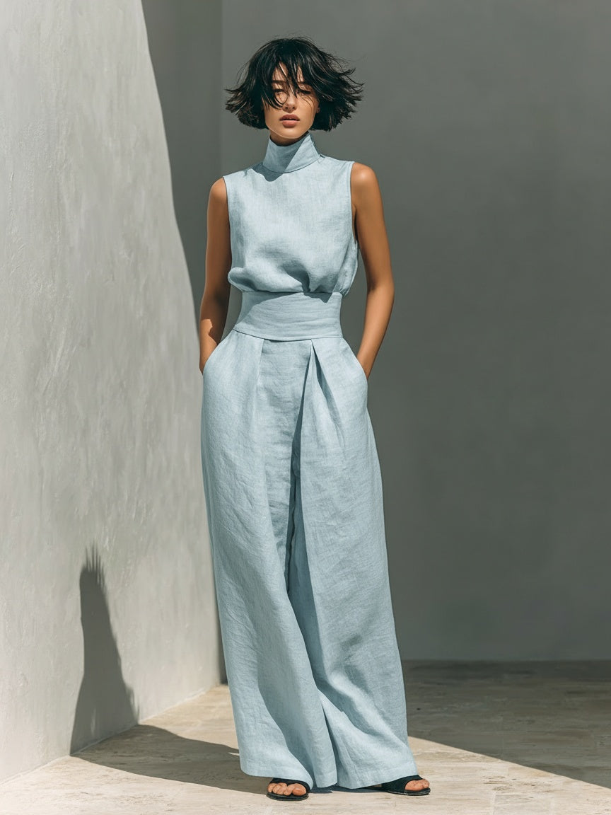 Dorothy™ | Beige Cotton-Linen Two-Piece Set