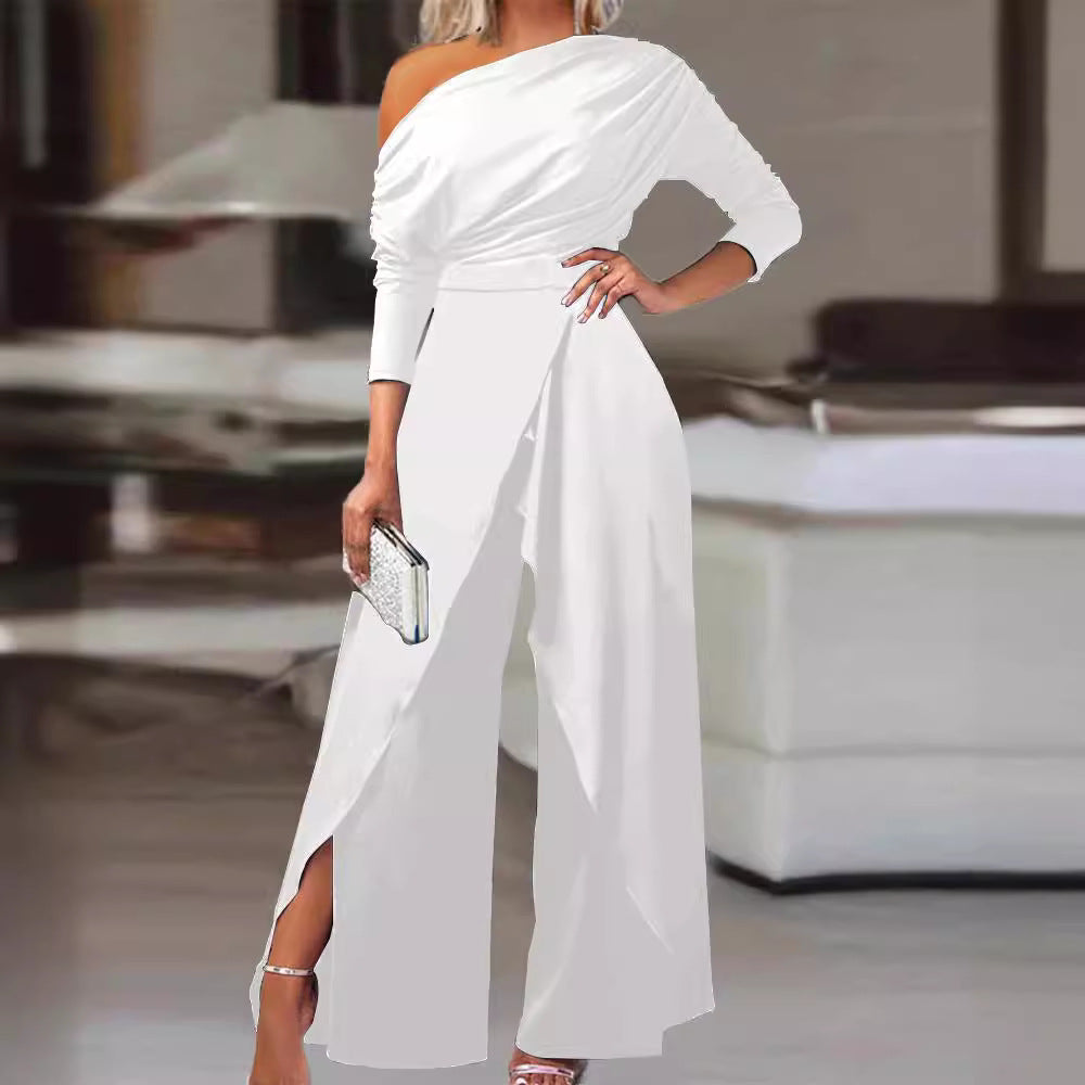 Leilani™ | Elegant Ruched Wrap Split Hem Jumpsuit