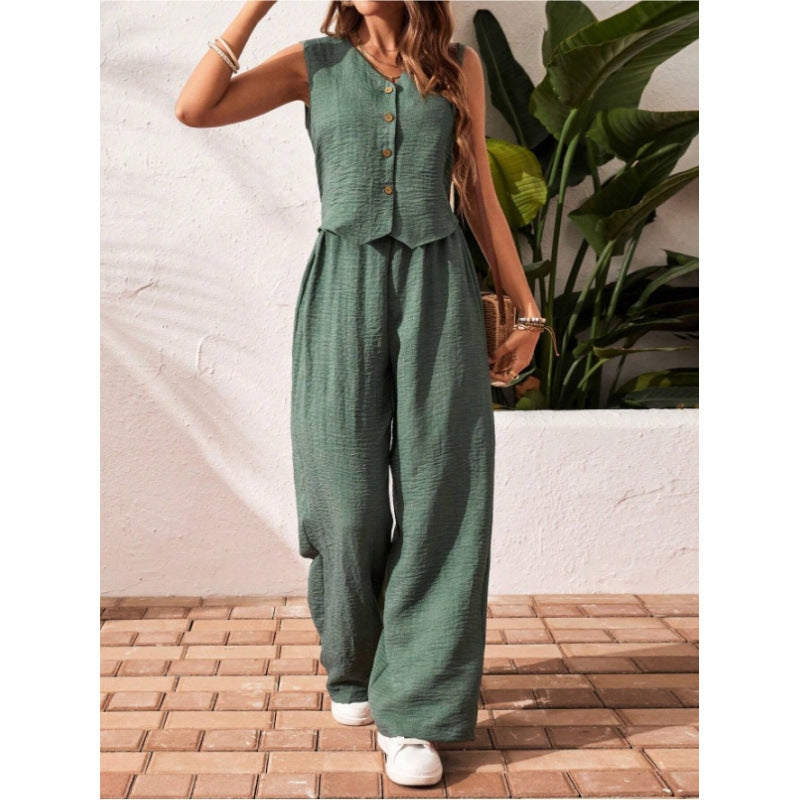 Charissa™ | Elegant Sleeveless V-Neck Top and Trousers Set