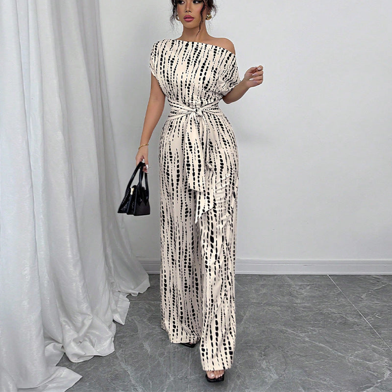 Kendra™ | Classy Wide-Leg Oblique Strap Jumpsuit