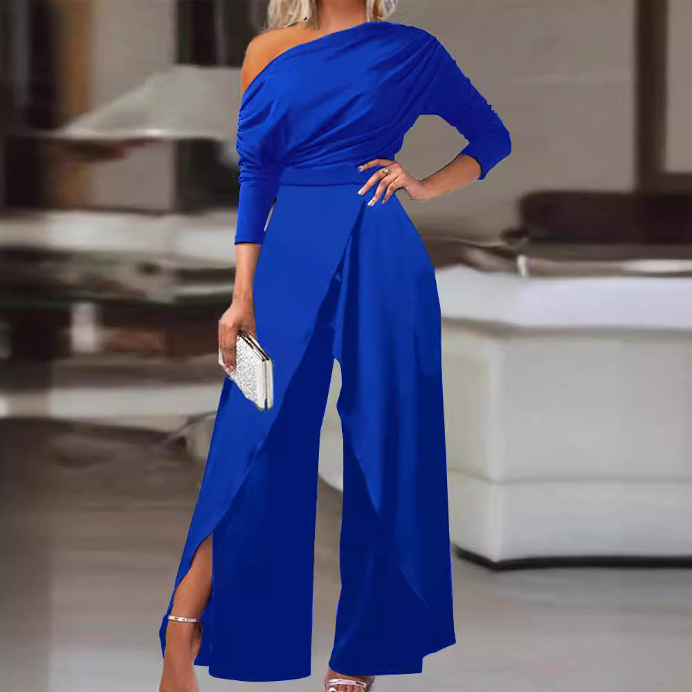Leilani™ | Elegant Ruched Wrap Split Hem Jumpsuit