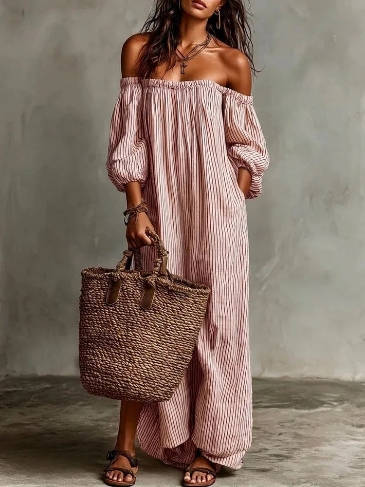 Bella™ Striped Off-Shoulder Maxi Dress