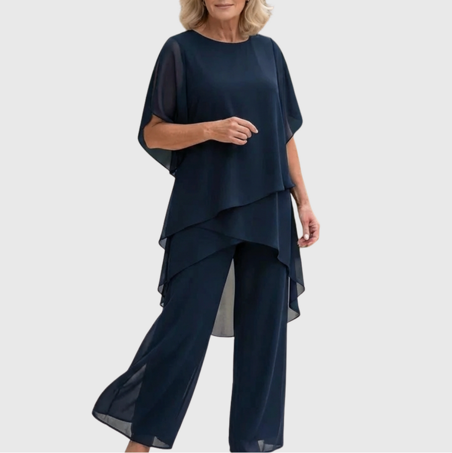 Linda™ | Suit with Draped Palazzo Pants