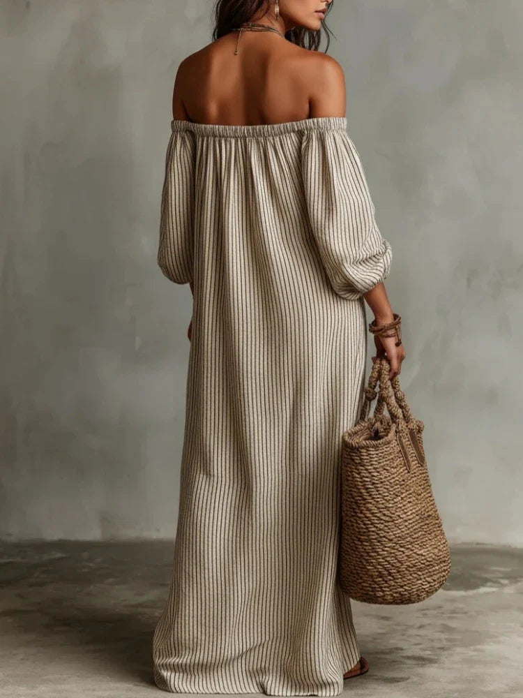 Bella™ Striped Off-Shoulder Maxi Dress