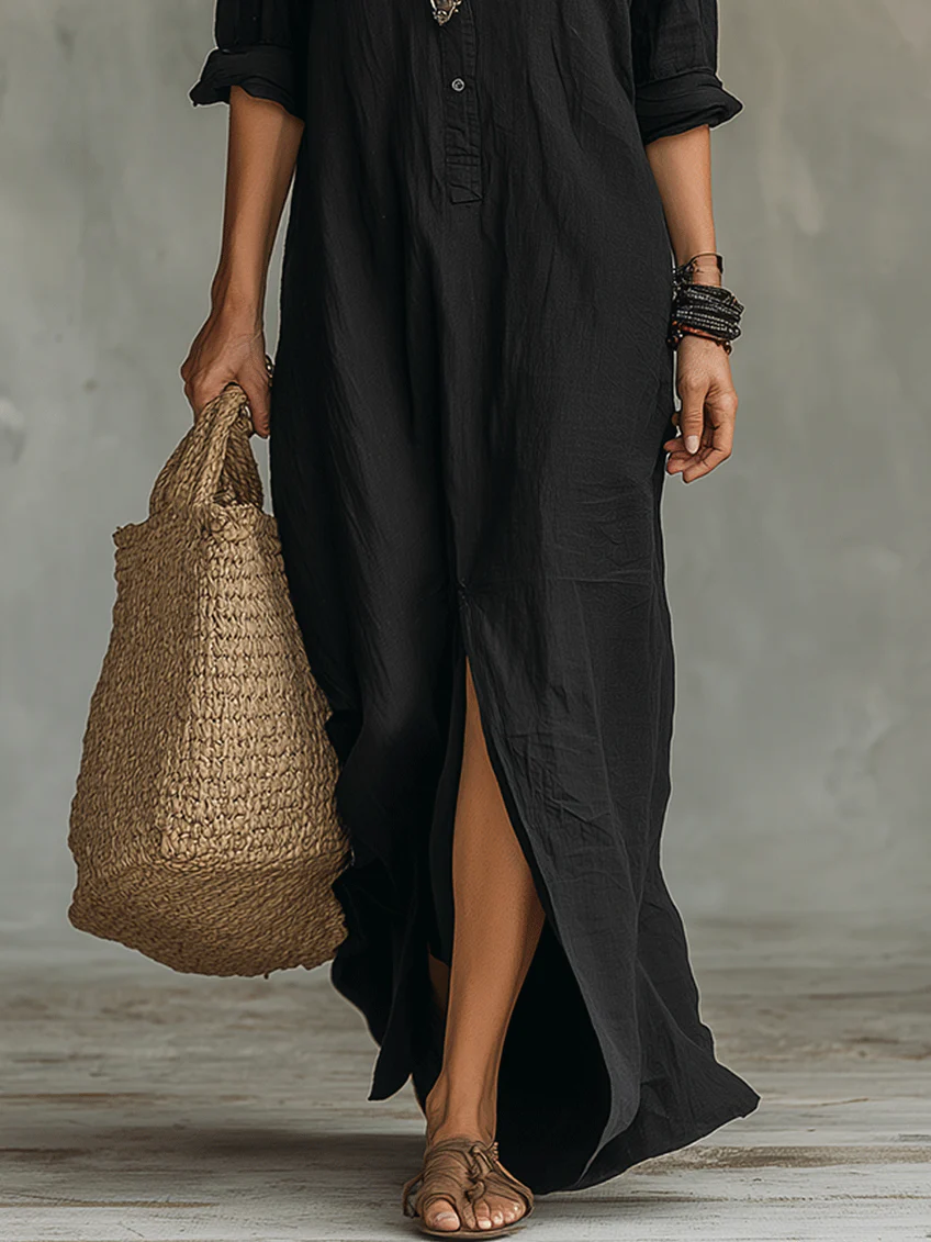 Soline | Maxi Fluid Dress with Front Buttons