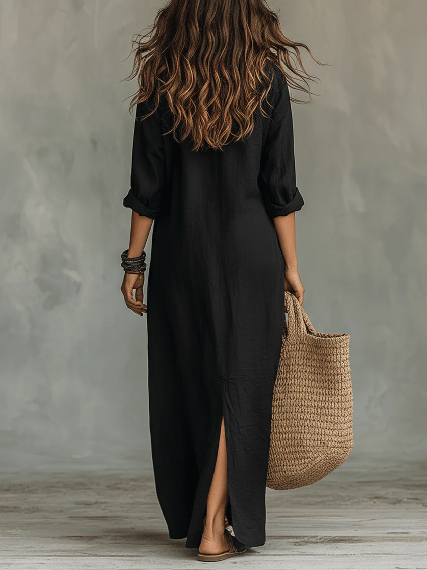 Soline | Maxi Fluid Dress with Front Buttons