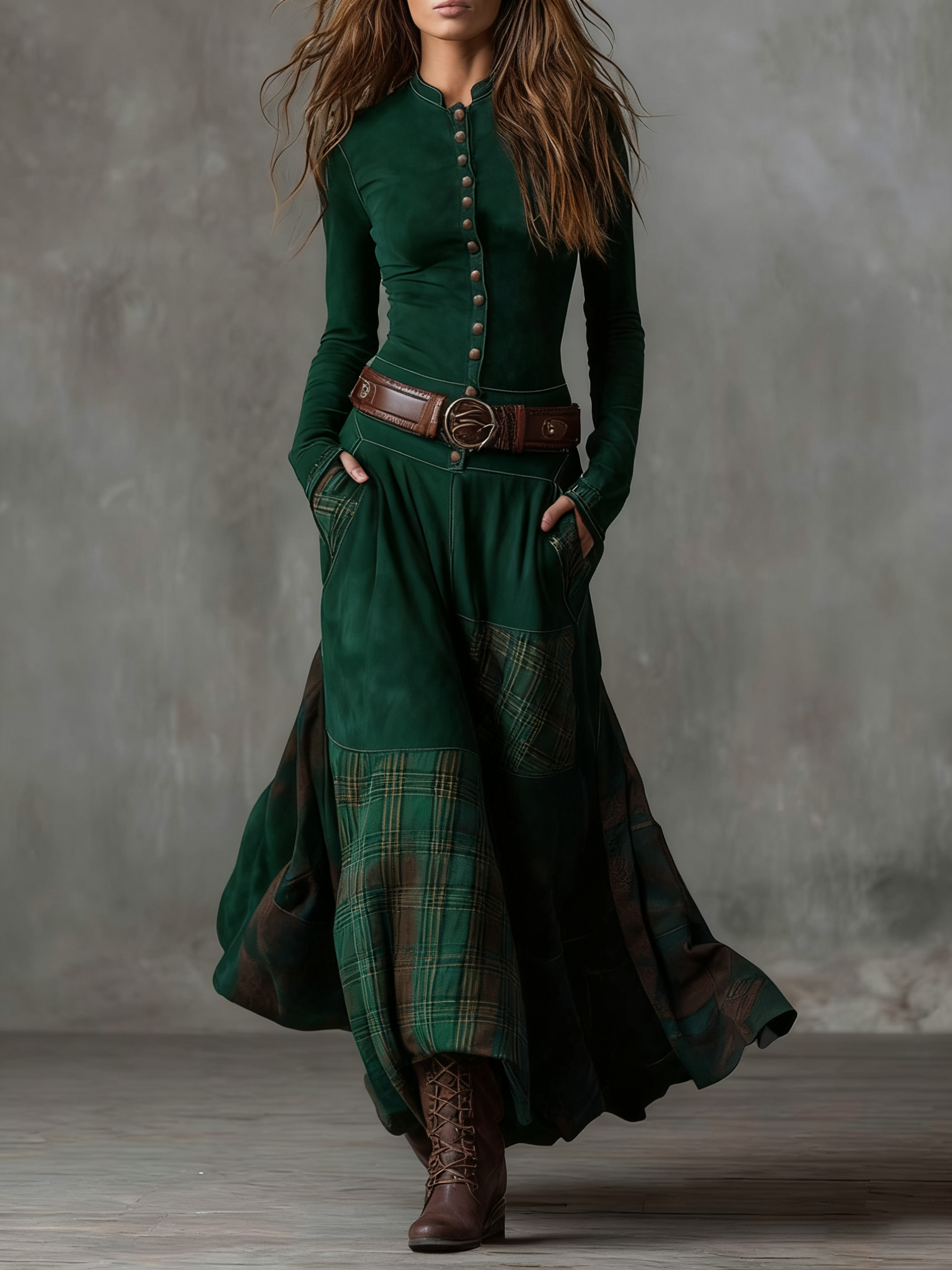 Lunori™ | Michelle Suede Maxi Dress