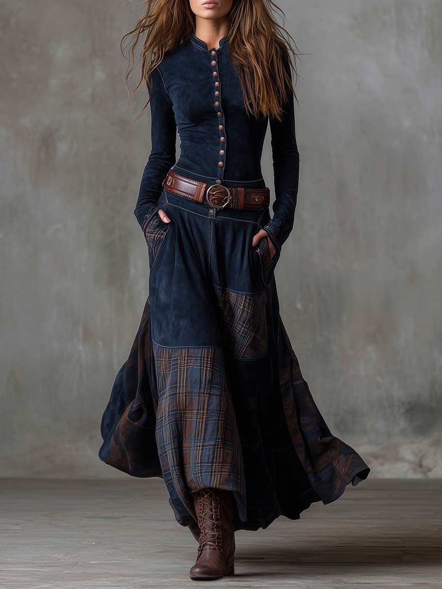 Lunori™ | Michelle Suede Maxi Dress