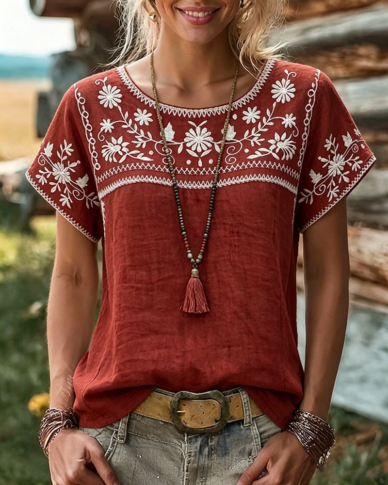 Maya | Ethnic Floral Embroidery Top