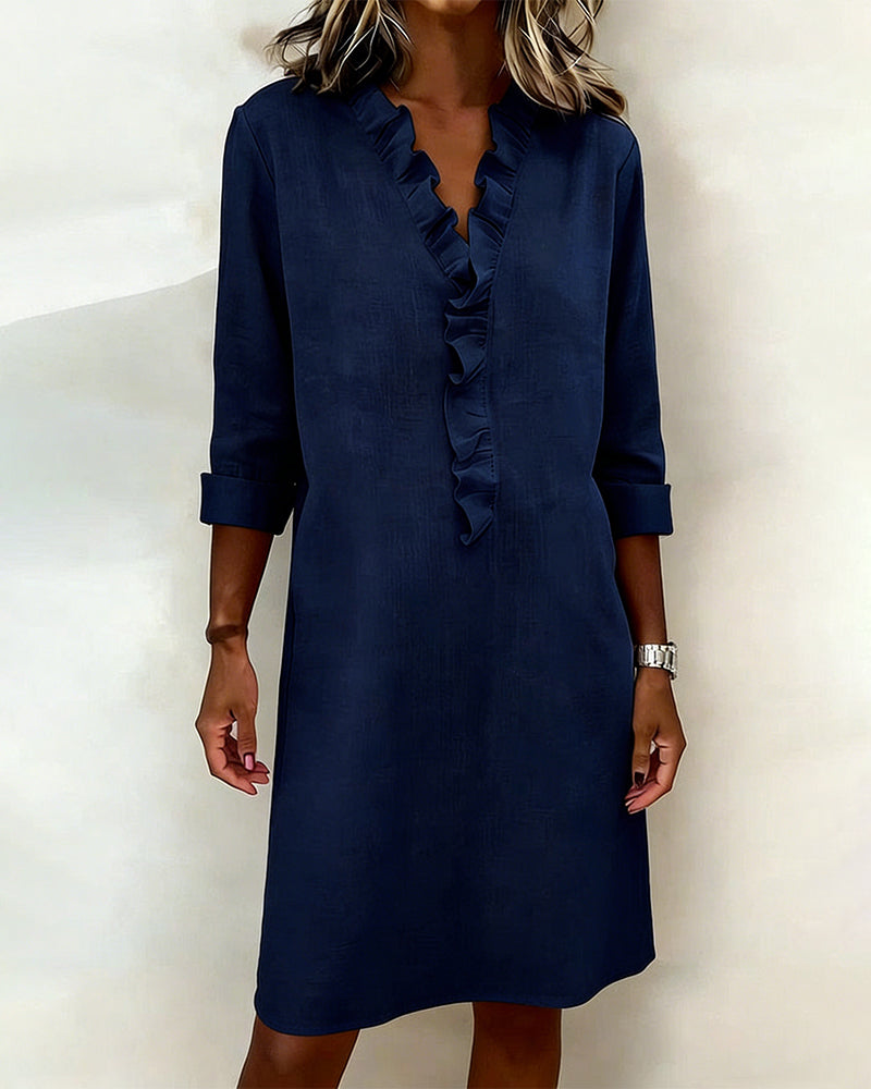 Dorelle - Breezy Linen-Blend Ruffle Shift Dress