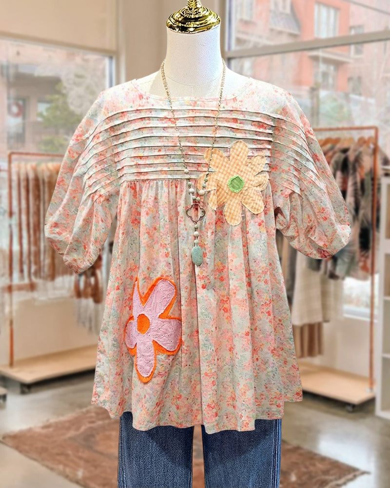 Sunny | Floral Appliqué Blouse