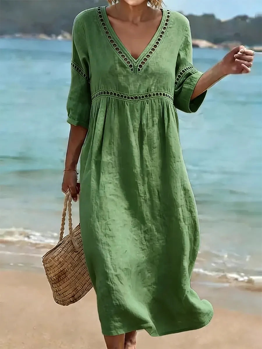 Quessia - Soft-Touch V-Neck Dress