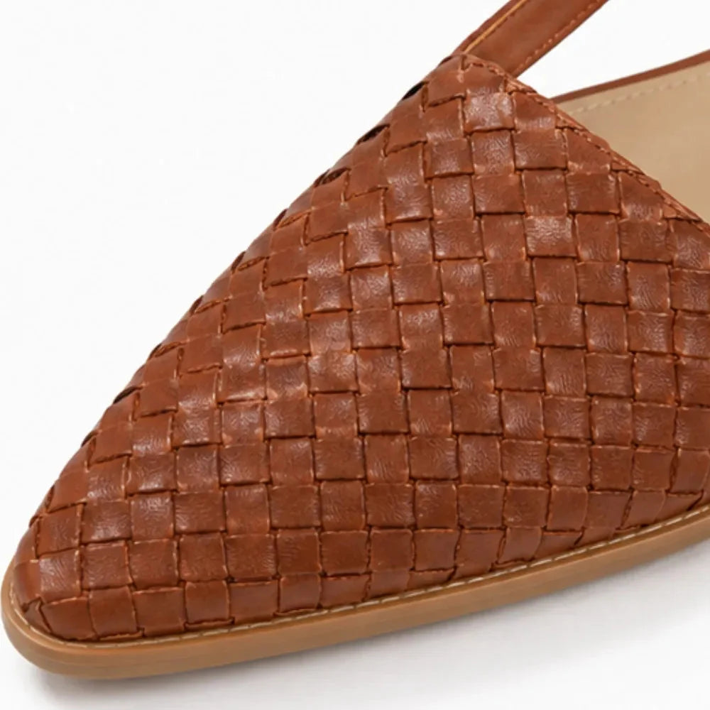 Aurora – Woven Leather-Look Slingback Flats for Women