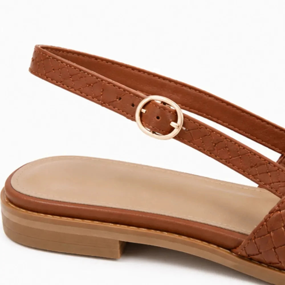 Aurora – Woven Leather-Look Slingback Flats for Women