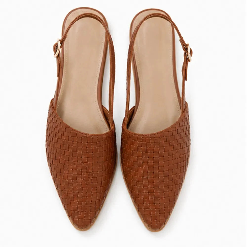 Aurora – Woven Leather-Look Slingback Flats for Women