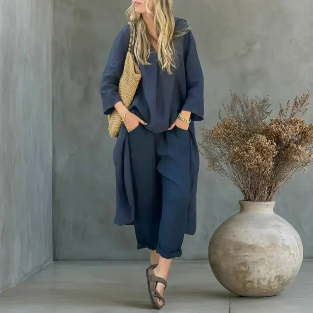 Lucia™ | Relaxed Long Vest and Wide-Leg Trousers Two-Piece Set