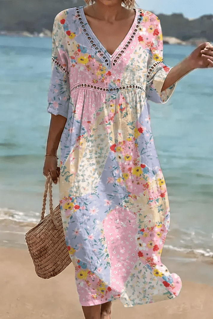 Lunessa | Floral Patchwork Midi Dress