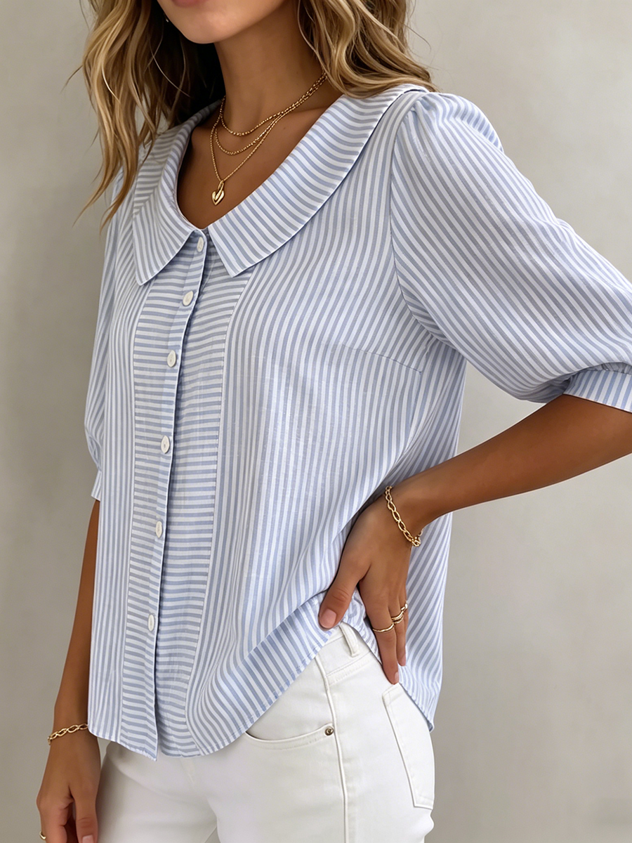 Sandra - Striped Button-Up Shirt